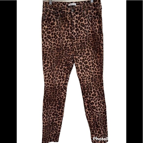 Good American Leopard Print Jeans Brown Size 28 High Rise Good Waist - Picture 4 of 13